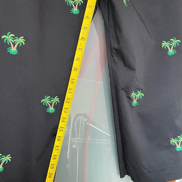 Catherine Stewart Black Cotton Capri Peddle Pusher Crop Palm Tree Pants - Picture 4 of 6